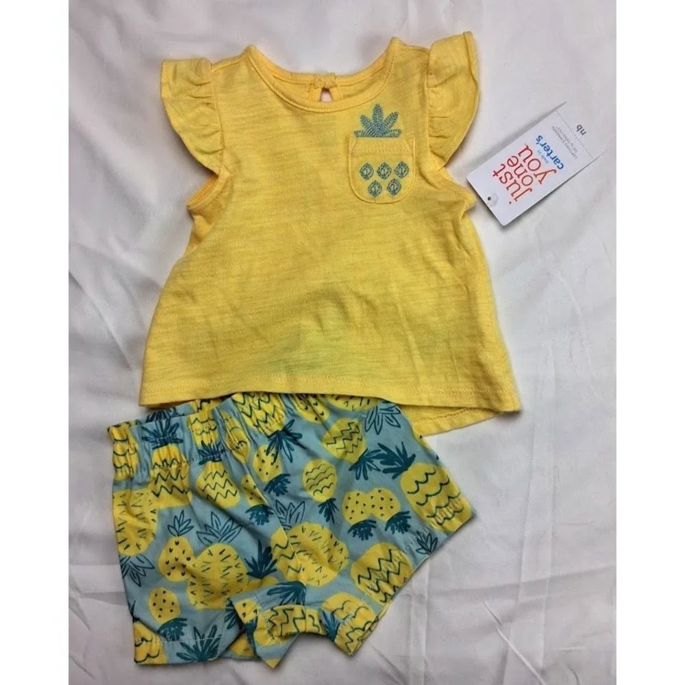 Carter's Baby Girl Newborn Outfit Dress Lot Pineapple Summer Set NWT